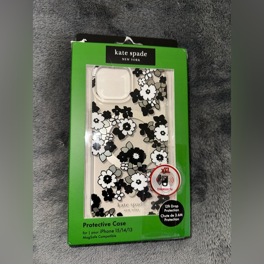 KATE SPADE IPHONE 15/14/13 Protective Case Floral Pattern with Rhinestones  NEW
